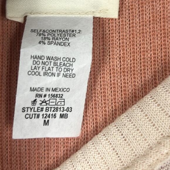 NWT Bibi Ribbed Top Womens M Oversized Pastel Colorblock Short Sleeve Indie Boho - Picture 5 of 5